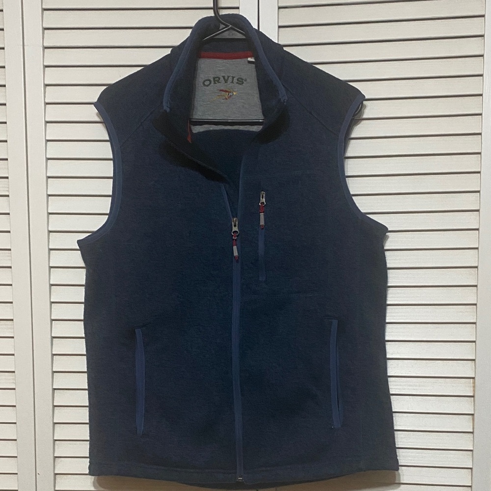 Orvis Blue Heather Zip Fleece Vest Size M